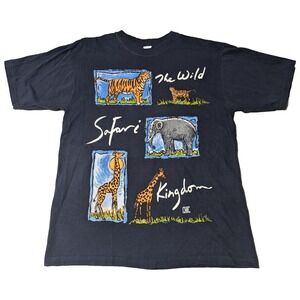 VTG 90s CHIC THE WILD KINGDOM SAFARI Men LARGE? Tiger Elephant‎ Giraffe T-Shirt